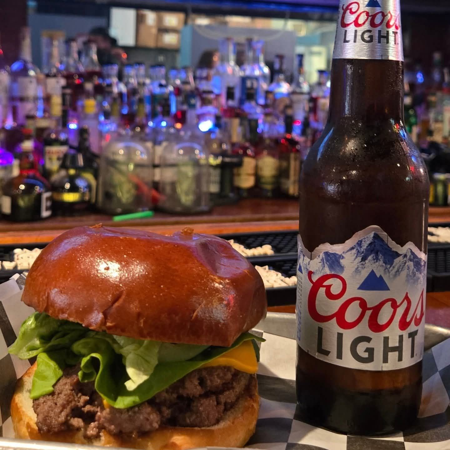 Burger and beer combo special at The Mason Jar bar and grill Greer SC